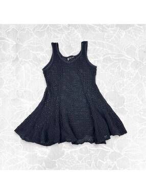 INGEAR Vintage 90s Black Crochet Knit A-Line Tank Dress
